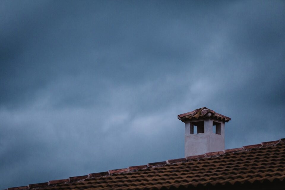 chimney against a dark sky